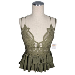 Free People Olive Green Lace Camisole